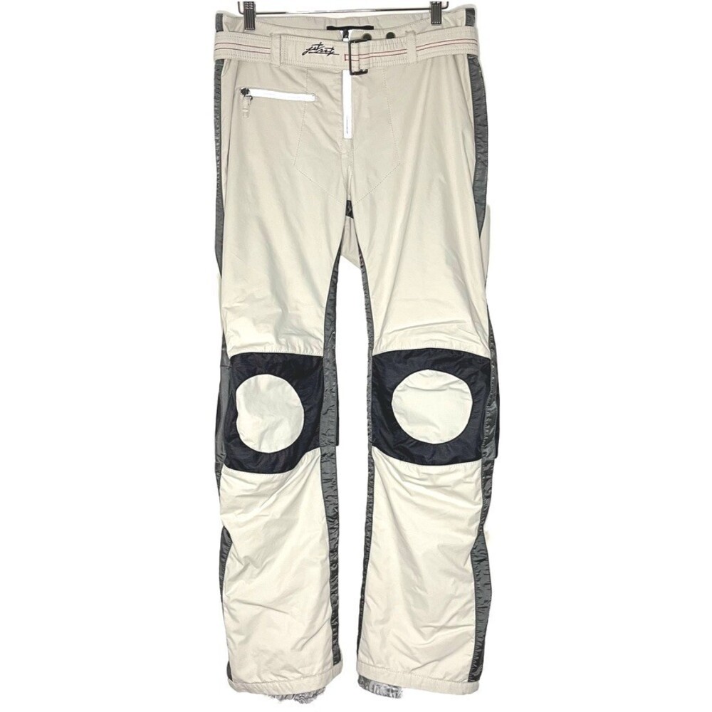 Jet Set Ski Pant Men 48 Small White Straight Leg Apres Reflective Belted Pockets